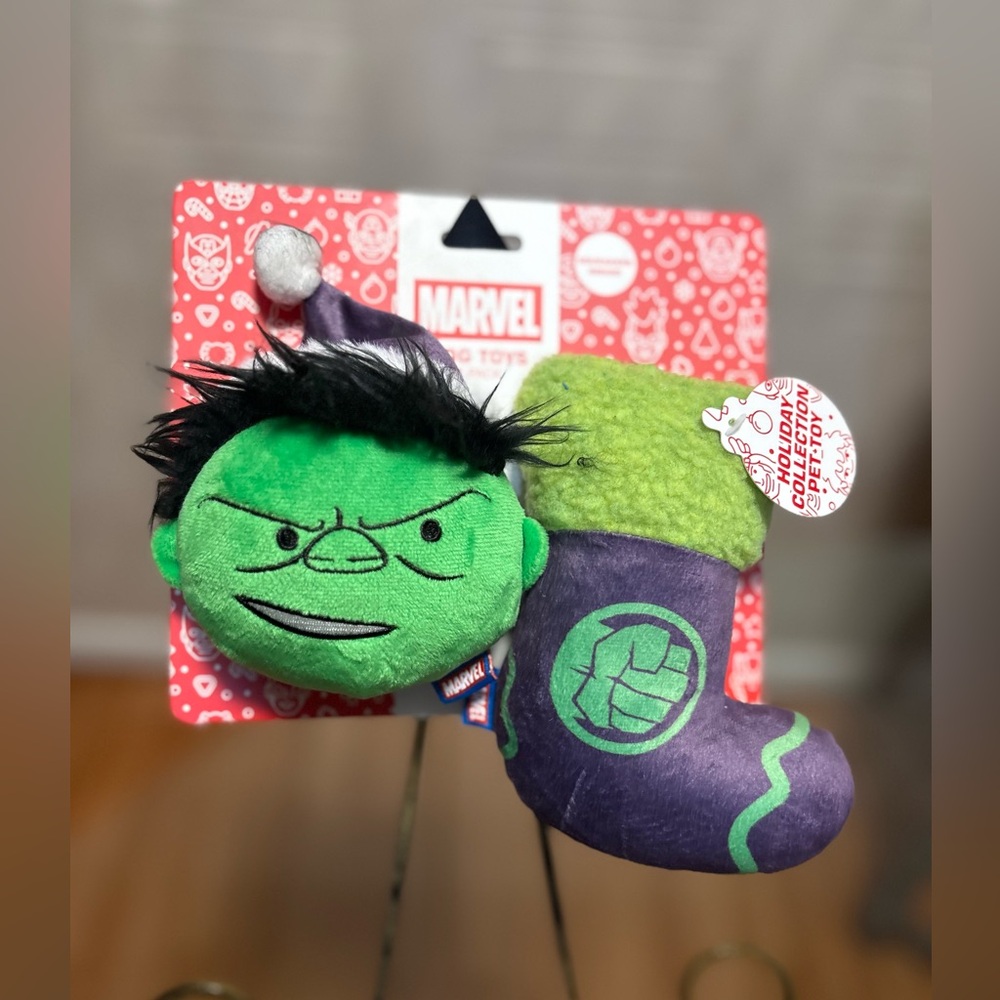 Disney Marvel Hulk Christmas Set Of 2 Clinker & Squeaky Plush Dog Toy Colection